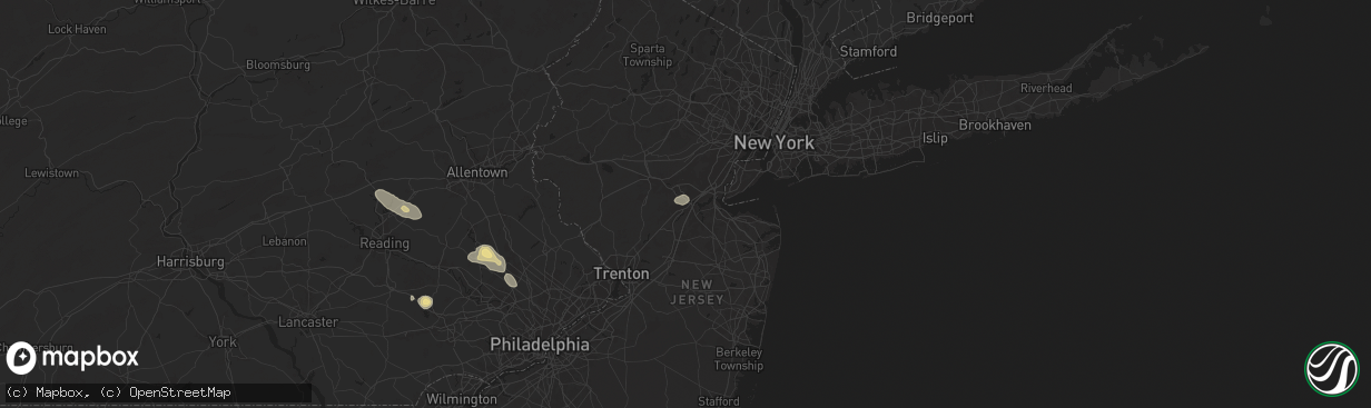 Hail map in New Brunswick, NJ on July 14, 2024