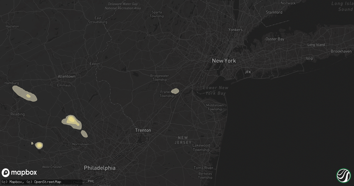 Hail map in New Brunswick, NJ on July 14, 2024