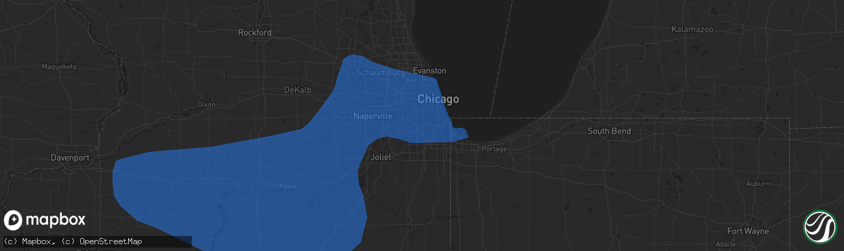 Hail map in Oak Lawn, IL on July 14, 2024