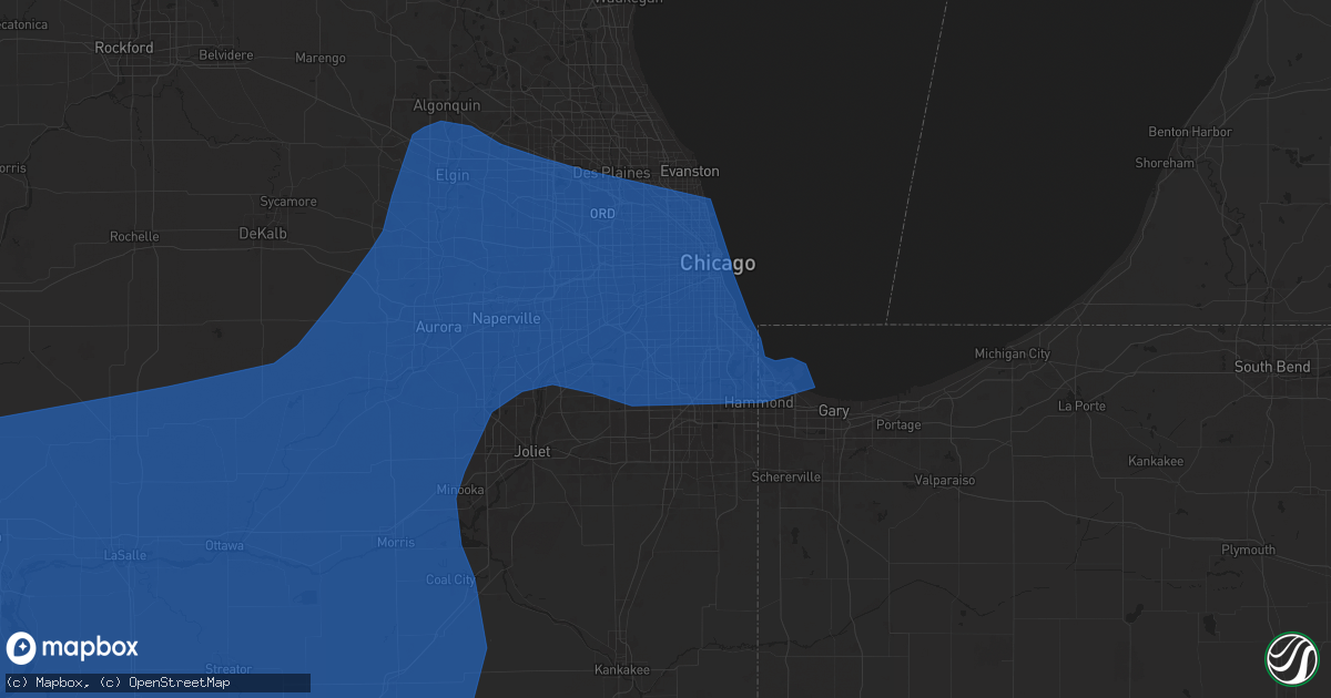 Hail map in Oak Lawn, IL on July 14, 2024