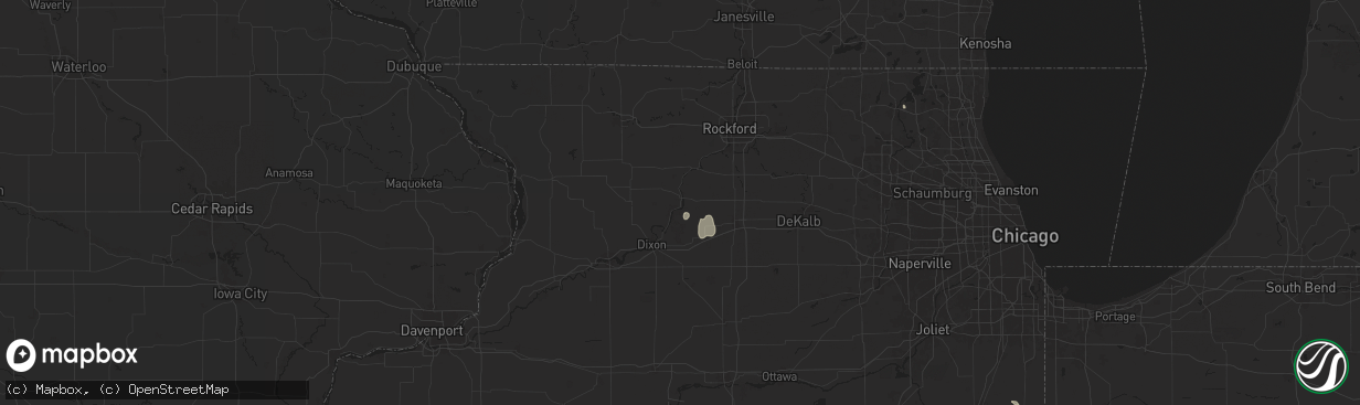 Hail map in Oregon, IL on July 14, 2024