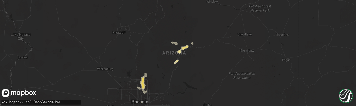 Hail map in Payson, AZ on July 14, 2024