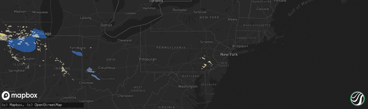 Hail map in Pennsylvania on July 14, 2024