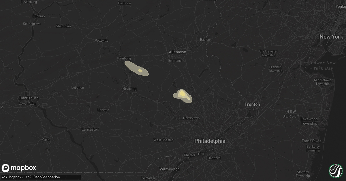 Hail map in Perkiomenville, PA on July 14, 2024