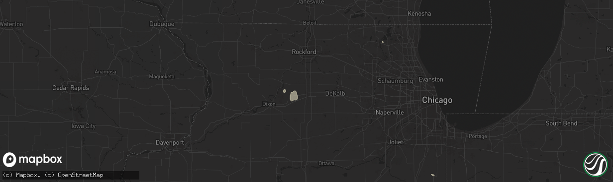 Hail map in Rochelle, IL on July 14, 2024