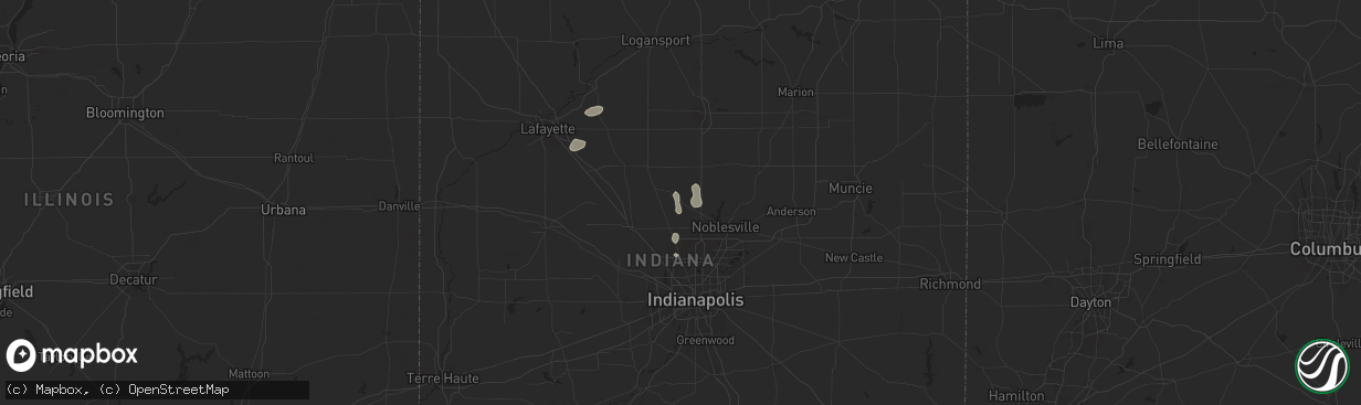 Hail map in Sheridan, IN on July 14, 2024