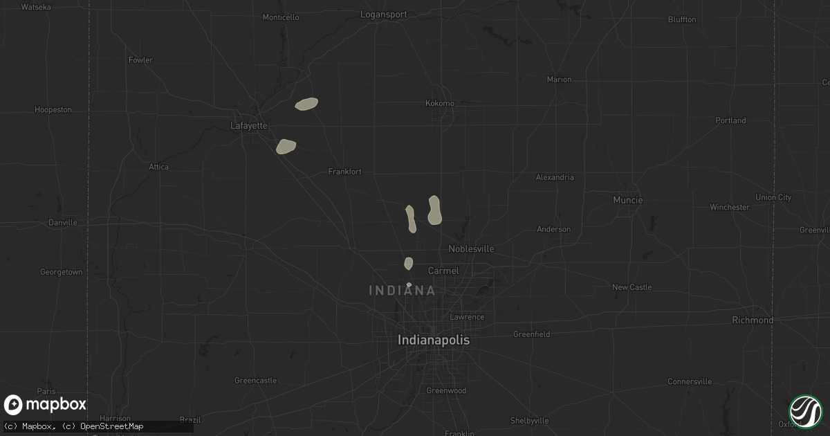 Hail map in Sheridan, IN on July 14, 2024