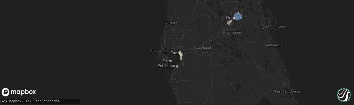 Hail map in Tampa, FL on July 14, 2024