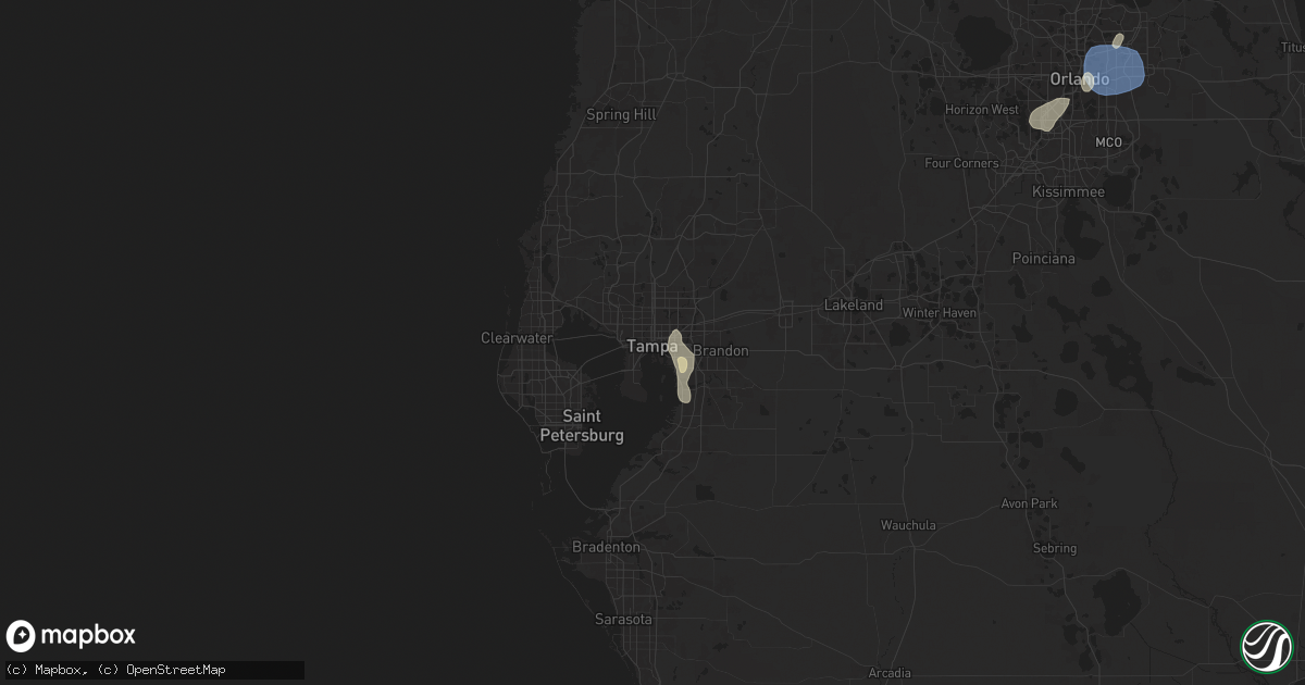 Hail map in Tampa, FL on July 14, 2024