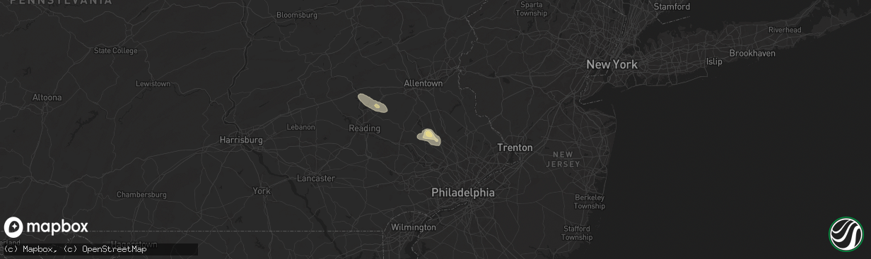 Hail map in Telford, PA on July 14, 2024