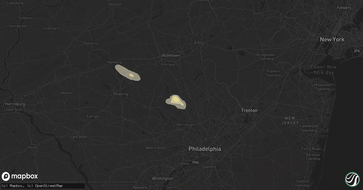 Hail map in Telford, PA on July 14, 2024