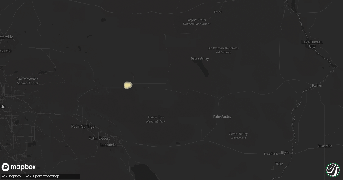 Hail map in Twentynine Palms, CA on July 14, 2024