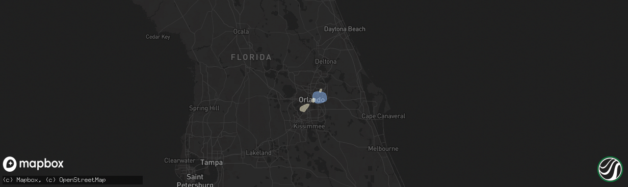 Hail map in Winter Park, FL on July 14, 2024