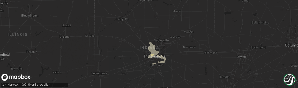 Hail map in Zionsville, IN on July 14, 2024