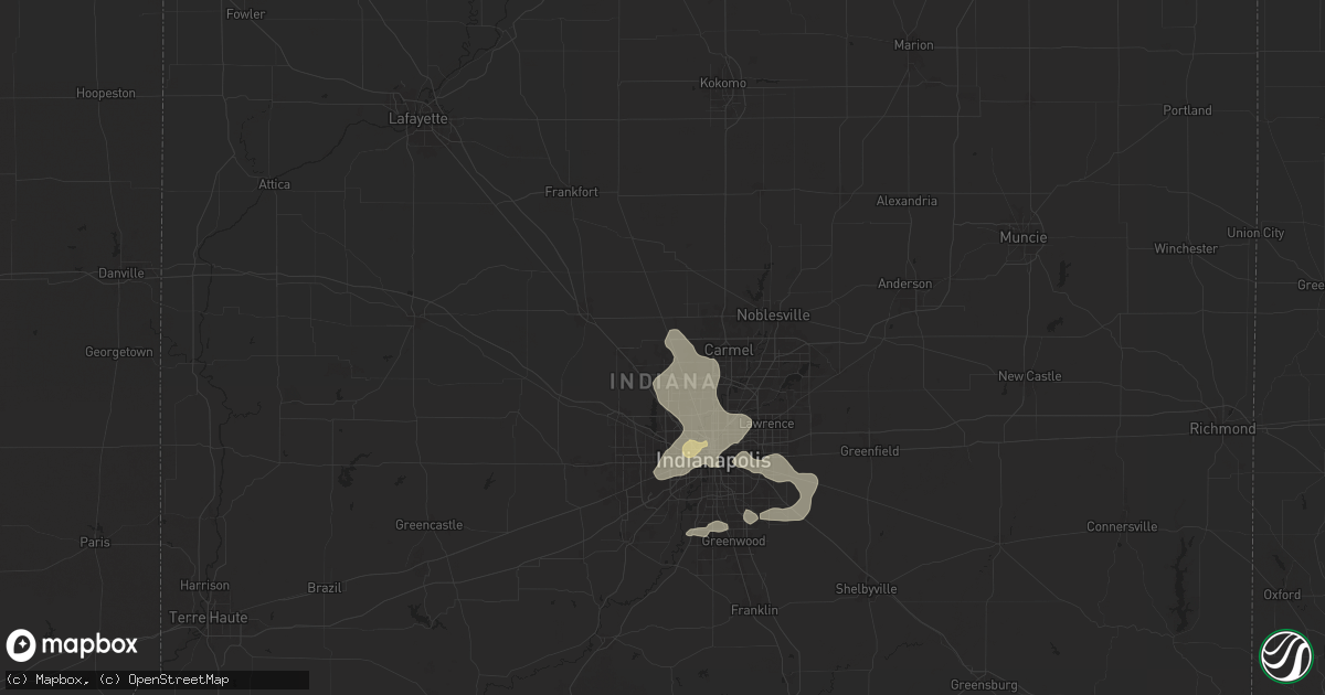 Hail map in Zionsville, IN on July 14, 2024