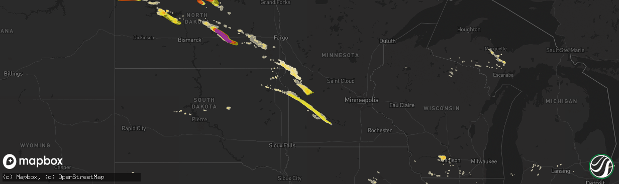 Hail map on July 14, 2024