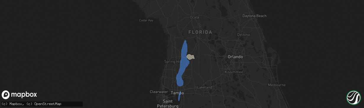Hail map in Brooksville, FL on July 14, 2025