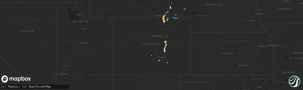 Hail map in Colorado on July 14, 2025