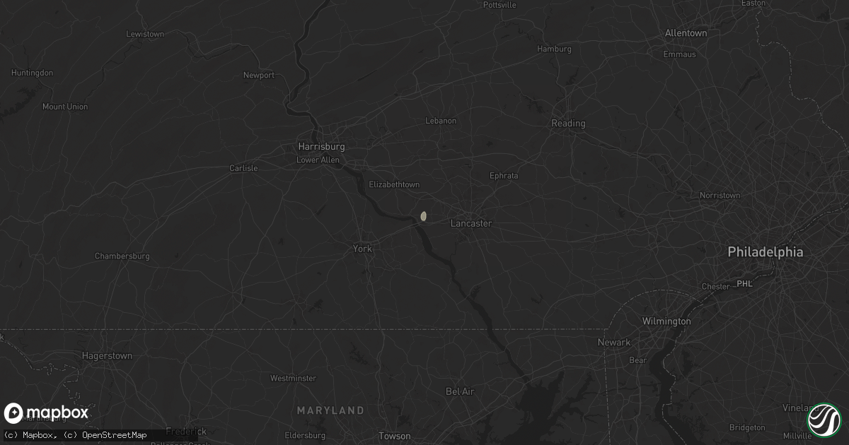Hail map in Columbia, PA on July 14, 2025