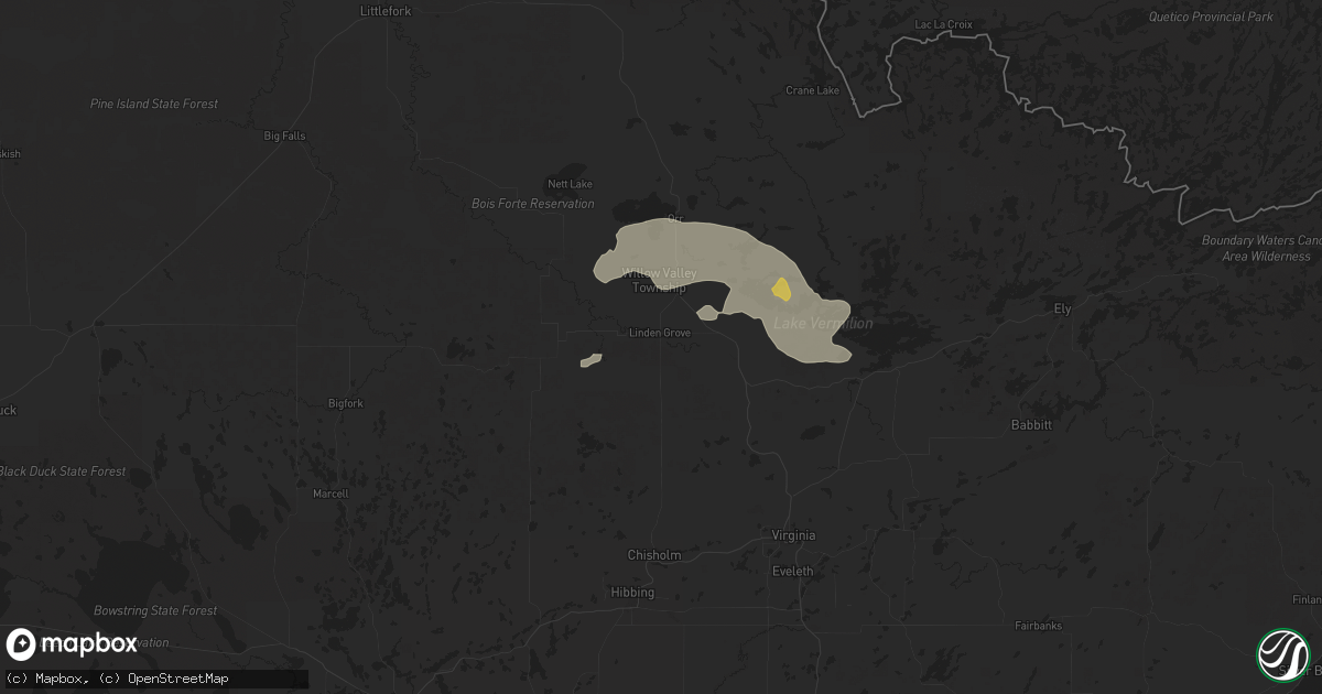 Hail map in Cook, MN on July 14, 2025