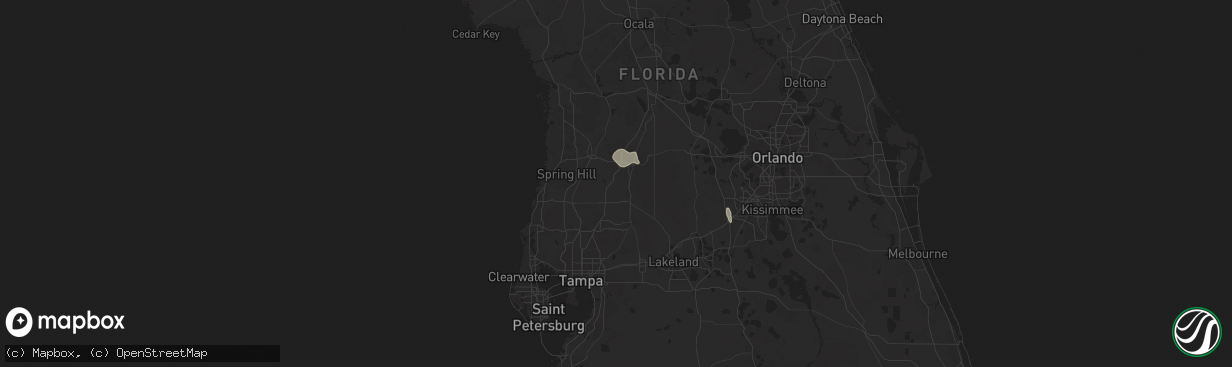 Hail map in Dade City, FL on July 14, 2025