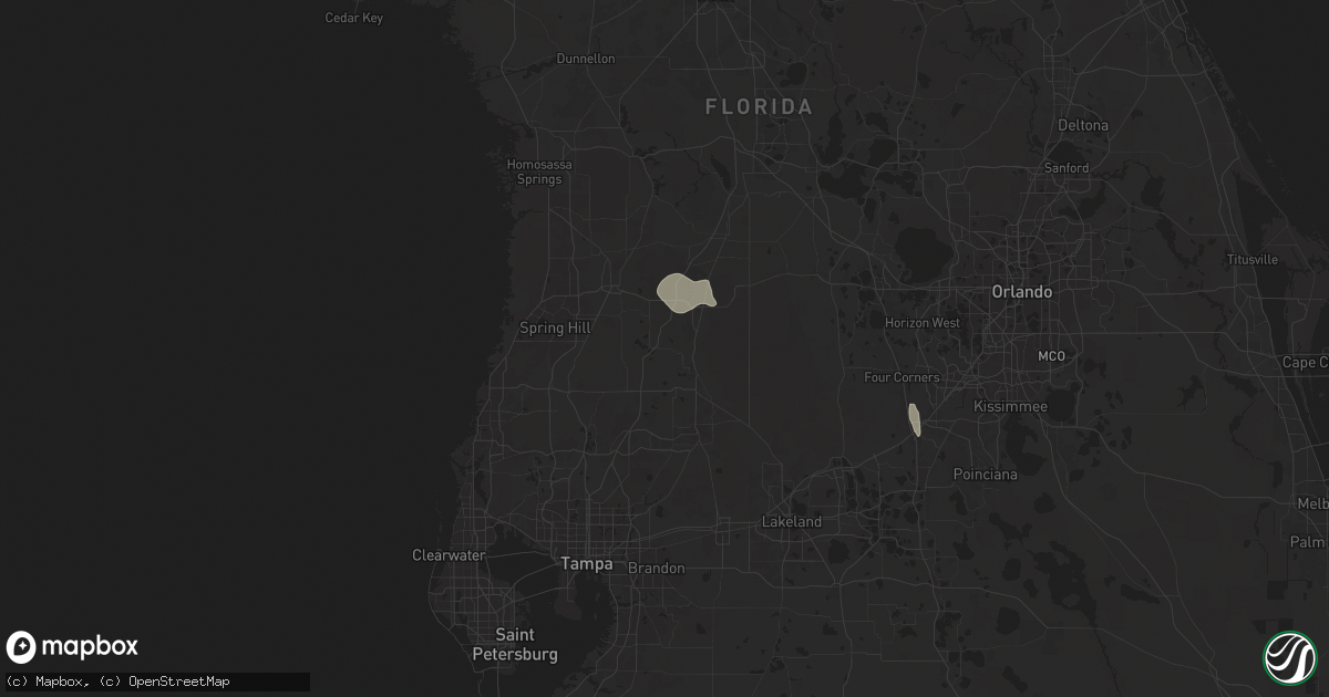 Hail map in Dade City, FL on July 14, 2025