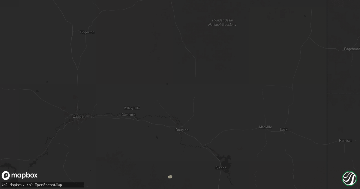 Hail map in Douglas, WY on July 14, 2025