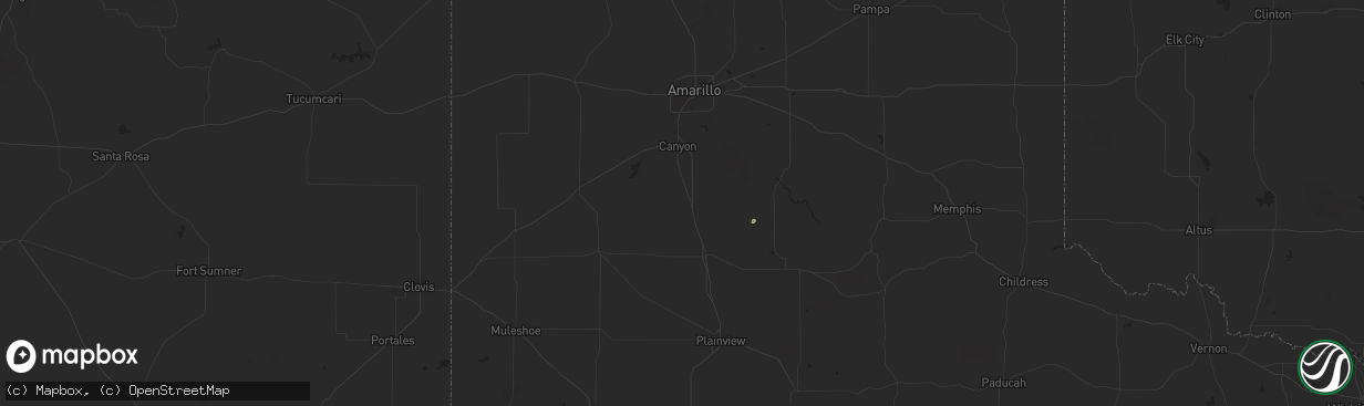 Hail map in Happy, TX on July 14, 2025