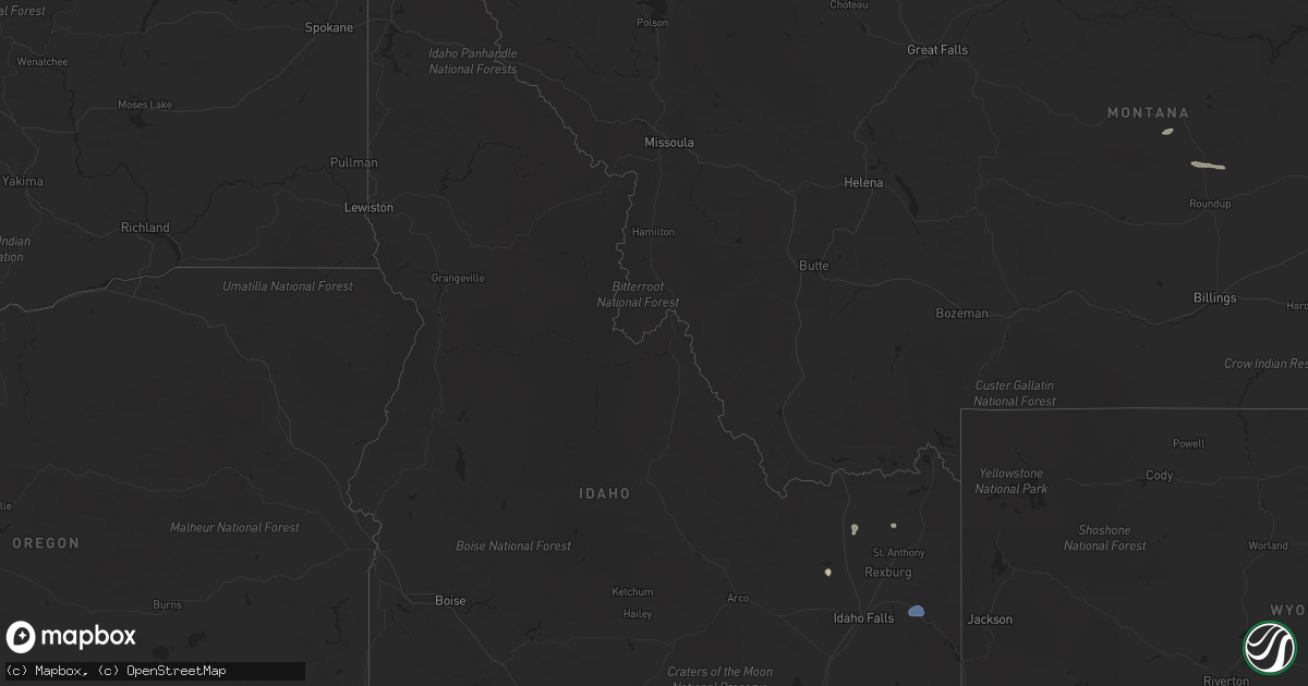 Hail map in Idaho on July 14, 2025