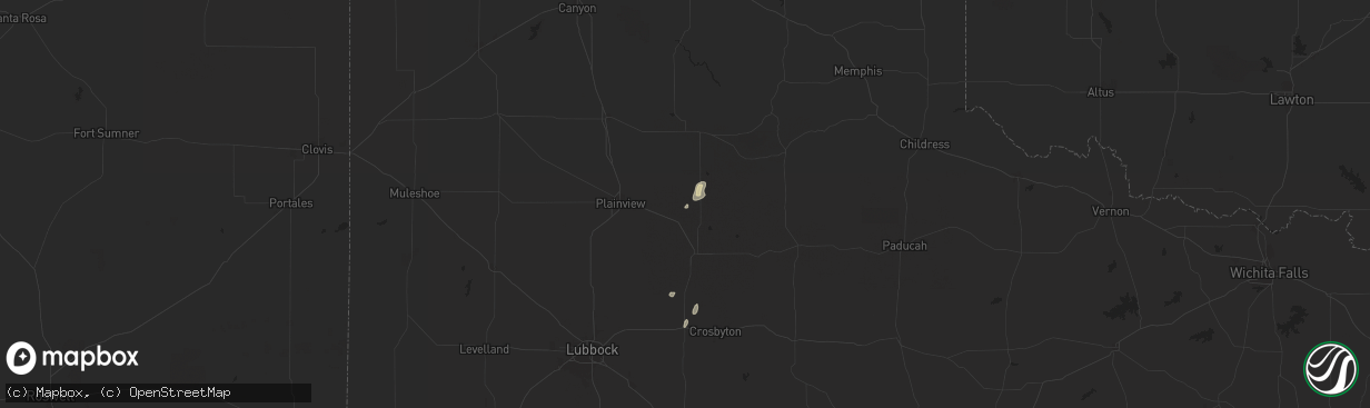 Hail map in Lockney, TX on July 14, 2025
