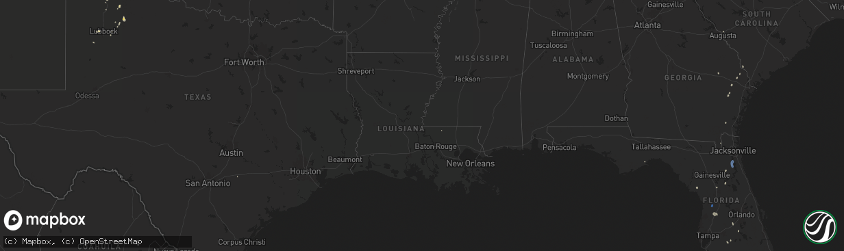 Hail map in Louisiana on July 14, 2025