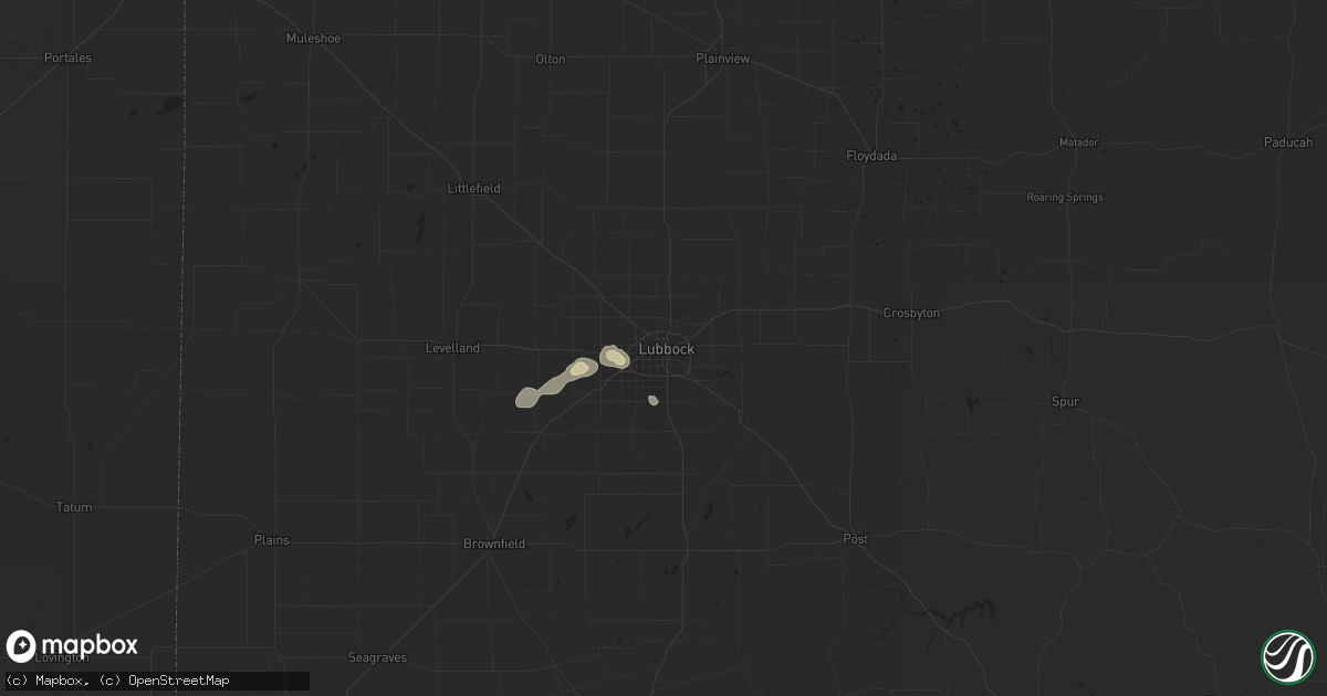 Hail map in Lubbock, TX on July 14, 2025