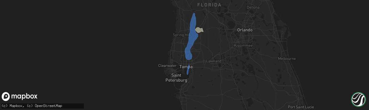 Hail map in Lutz, FL on July 14, 2025