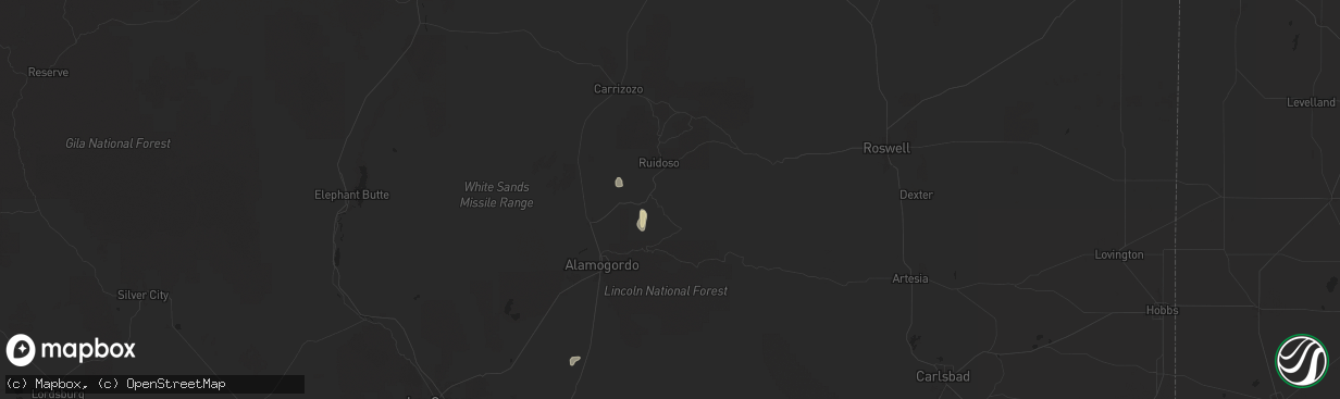 Hail map in Mescalero, NM on July 14, 2025