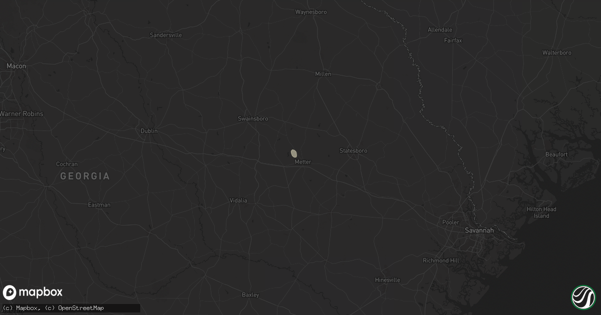 Hail map in Metter, GA on July 14, 2025