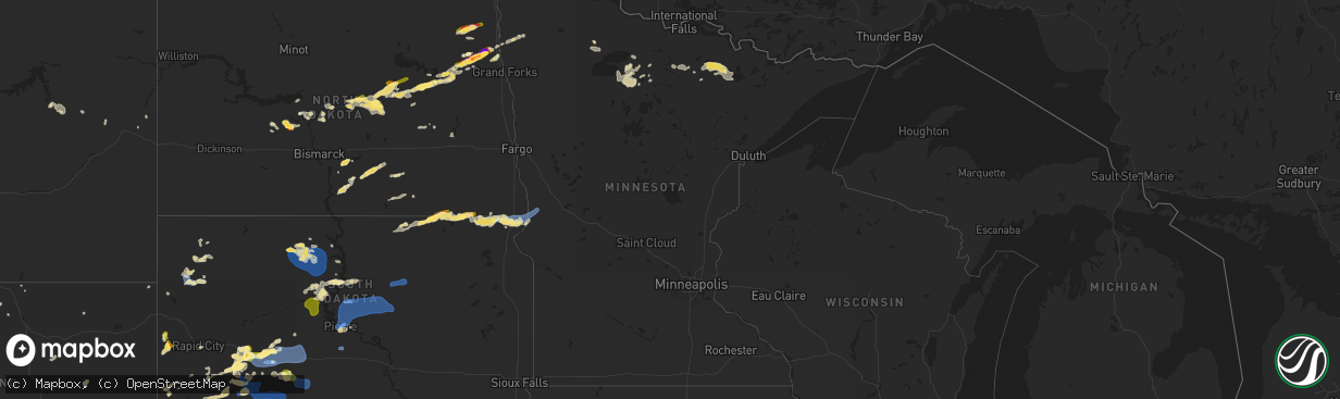 Hail map in Minnesota on July 14, 2025