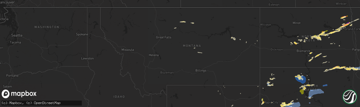 Hail map in Montana on July 14, 2025
