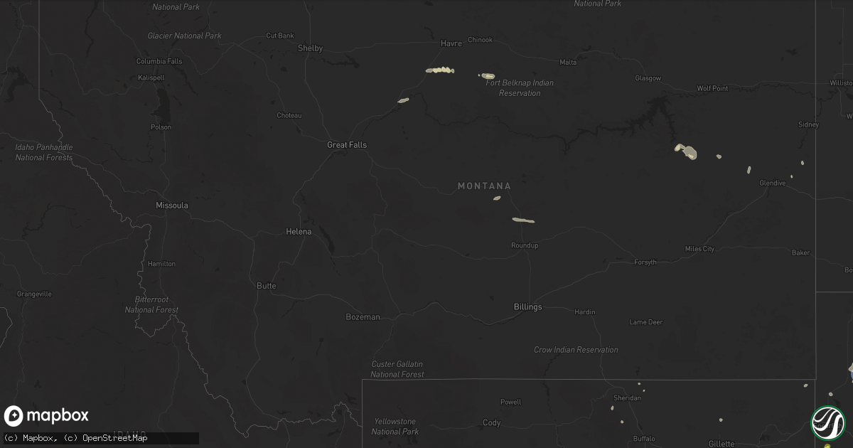 Hail map in Montana on July 14, 2025
