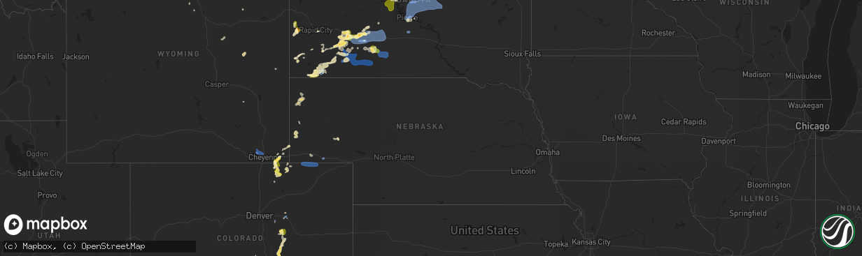 Hail map in Nebraska on July 14, 2025