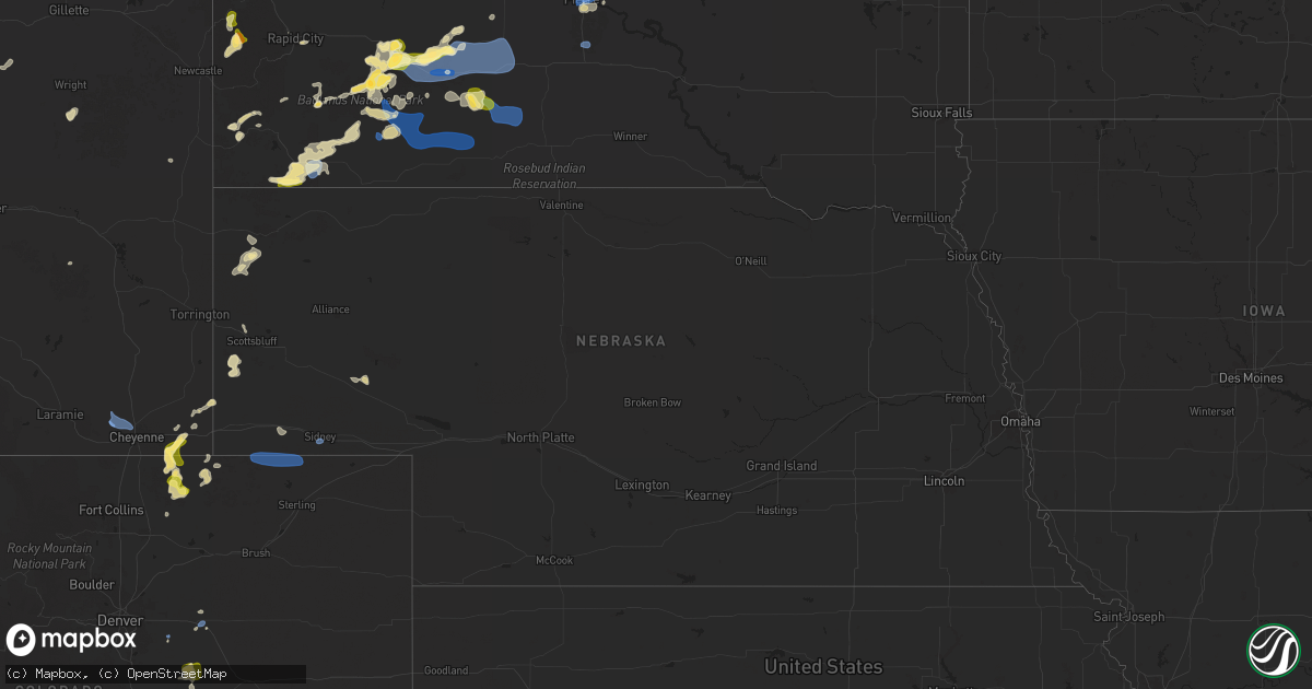 Hail map in Nebraska on July 14, 2025