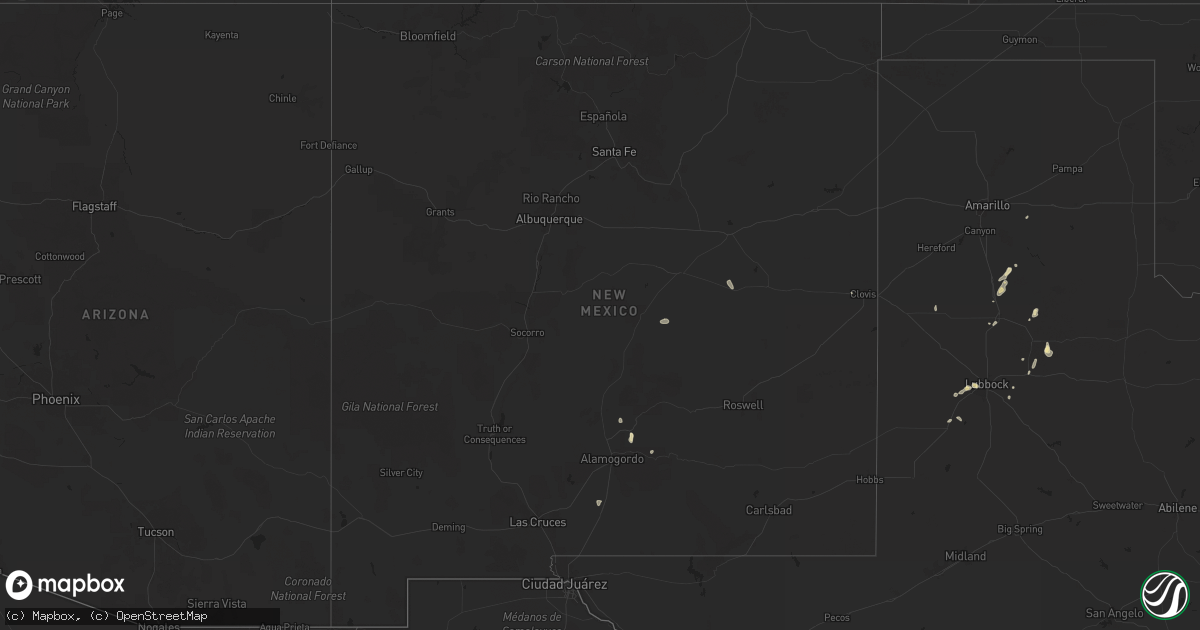 Hail map in New Mexico on July 14, 2025
