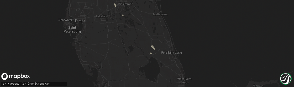 Hail map in Okeechobee, FL on July 14, 2025