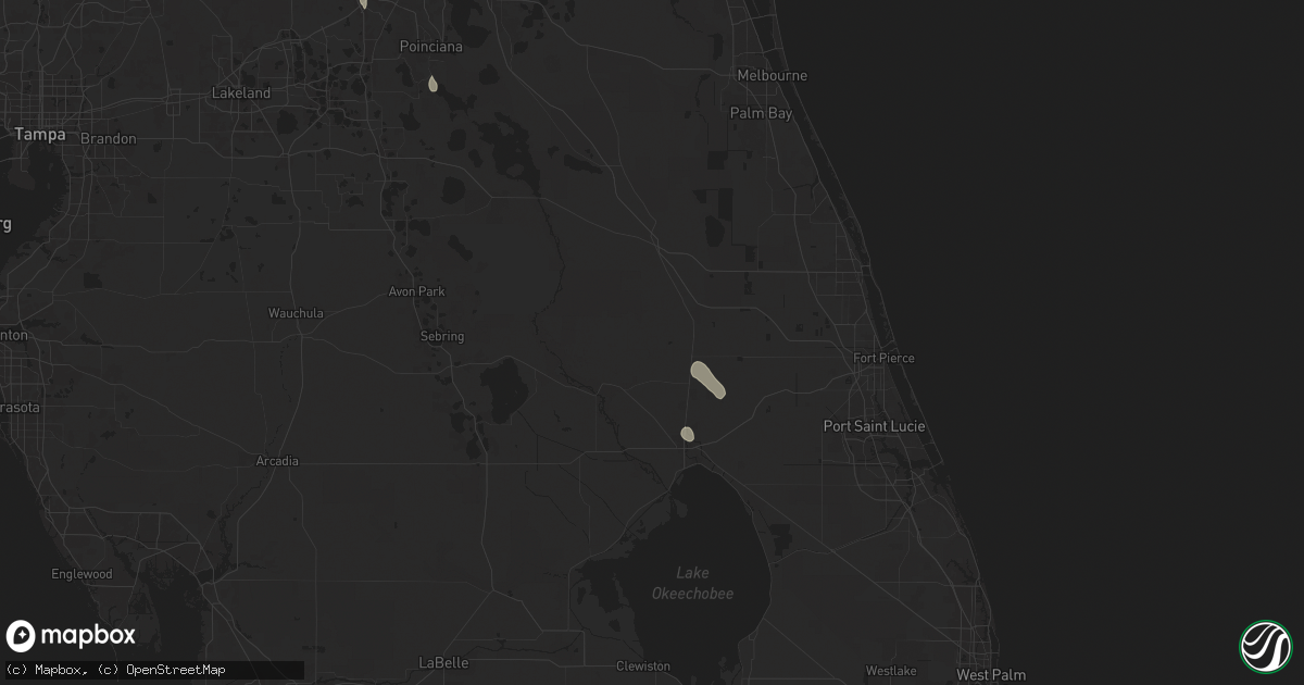 Hail map in Okeechobee, FL on July 14, 2025