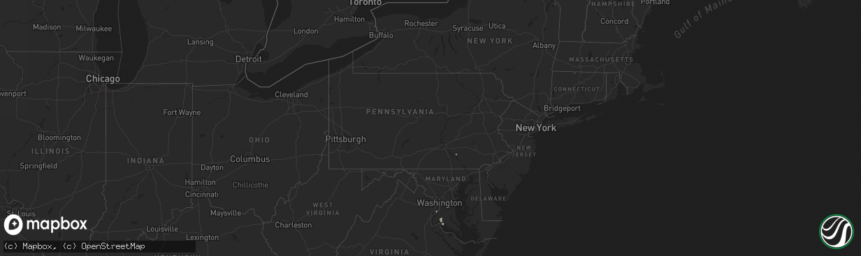 Hail map in Pennsylvania on July 14, 2025
