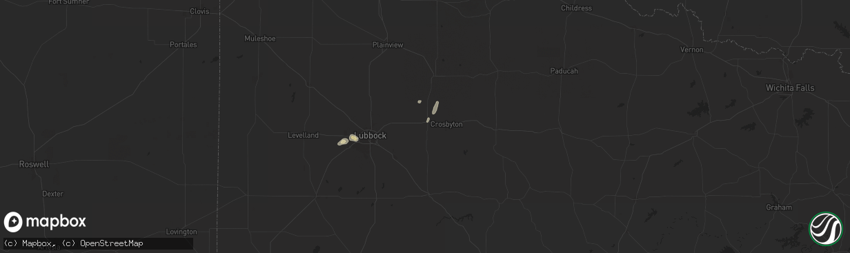 Hail map in Ralls, TX on July 14, 2025