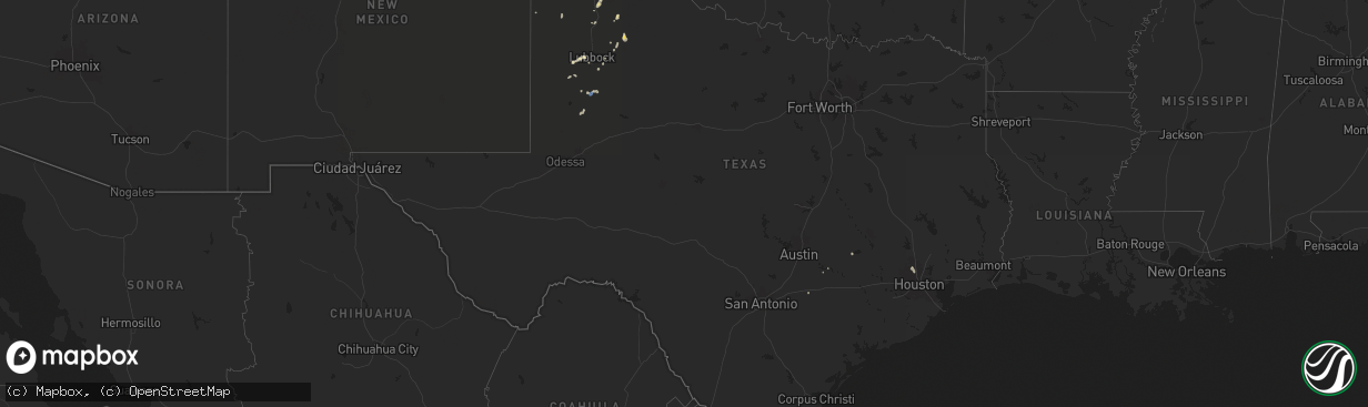 Hail map in Texas on July 14, 2025