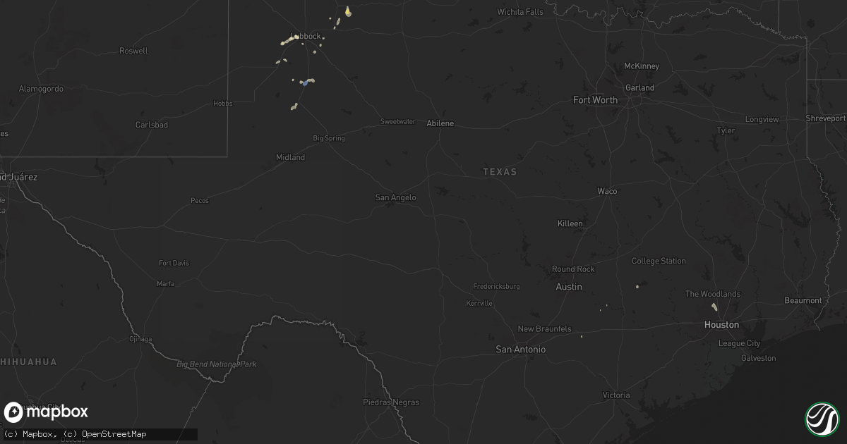 Hail map in Texas on July 14, 2025