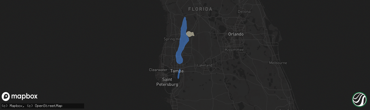Hail map in Wesley Chapel, FL on July 14, 2025