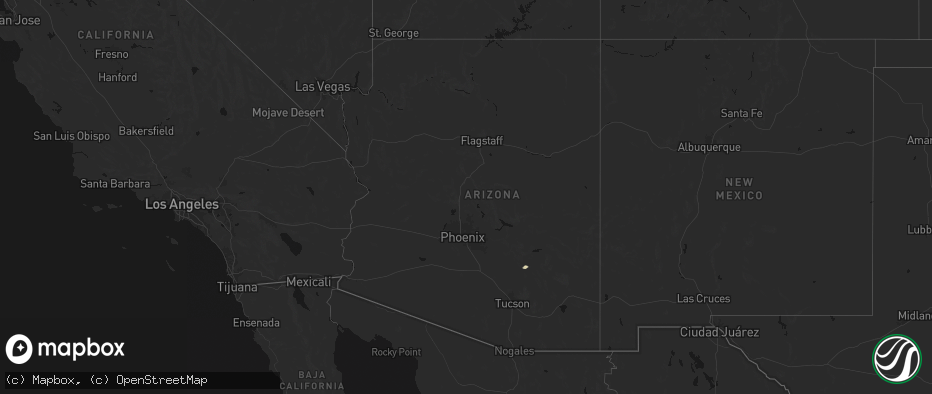 Hail map in Arizona on July 14, 2026