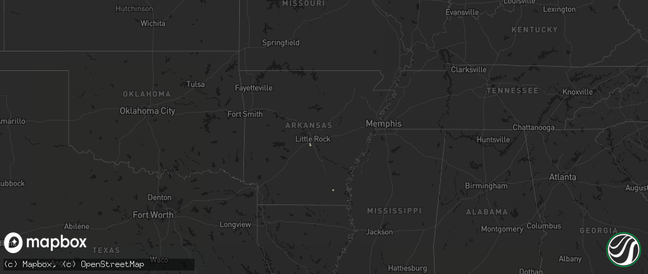 Hail map in Arkansas on July 14, 2026